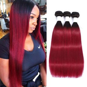 Pour faisceaux 1B couleur rouge droite 100% vierge Extension de cheveux humains Machine Double trame paquets de cheveux vierges vietnamiens - Product Image 3