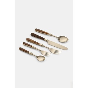 Juego de 5 cubiertos de acero inoxidable, utensilios de cocina ideales, mesa, café, hogar, cubiertos chapados en Color plateado, mango de diseño de burbujas - Product Image 4