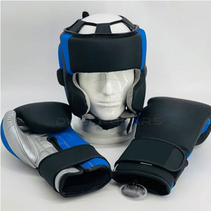 DWELT GEARS Conjuntos de boxeo ganadores de logotipo personalizado de alta calidad Cuero genuino Negro Cordones Sparring Gear Transpirable Cómodo para - Product Image 5