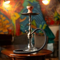Chicha complète de haute qualité de la marque MDE, en verre, métal, alliage d'aluminium, laque écologique, noire, logo personnalisable