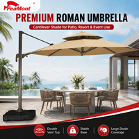 FEAMONT Aluminium-Rahmen Freiarm-Sonnenschirm Doppeldach Sonnenschutz Offset-Terrassenschirm für Strand- und Poolbereich