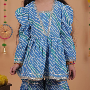 Vestido Sharara étnico azul para niños, traje de fiesta para bodas y celebraciones festivas - Product Image 1