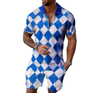 Summer Custom Brand High Quality Lounge Wear Set <b>Mens</b> Two Piece <b>Short</b> Sleeves Buttons Up <b>Corduroy</b> Shirt And <b>Short</b> Sets Man - Product Image 6