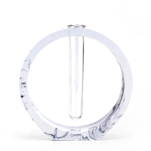 Vase circulaire moderne en béton avec motif marbré pour la décoration florale de bureau - Product Image 6