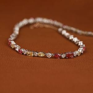 Collar de cadena de tenis helado de moda en oro sólido de 14 quilates con diamantes cultivados en laboratorio de corte de múltiples formas Regalo de cumpleaños ideal - Product Image 2