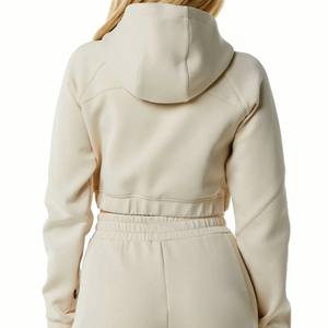 Ropa de calle con logotipo personalizado, sudadera de mujer, pulóver, sudaderas con capucha de gimnasio, Sudadera corta para mujer, conjunto de Top corto informal con capucha para mujer - Product Image 4