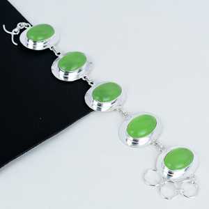 Pulsera de Plata de Ley 925 con Dijes Finos y Delicados, Hecha a Mano con Piedra de Ónix Verde, Ideal para Regalo, Dijes Hechos a Mano, Pulseras al por Mayor - Product Image 1