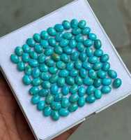 Pierres précieuses en vrac cabochon ovales en turquoise d'Arizona, de haute qualité, polies, couleur feu bleu, pour la fabrication de bijoux