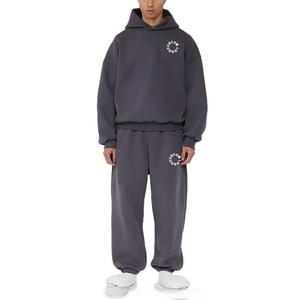 Ensemble de pantalons de survêtement à capuche unisexe 400 GSM 100% coton survêtement d'hiver avec poche surdimensionné polaire vierge - Product Image 1