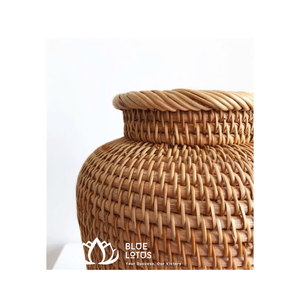 แจกันหวายทำจากหวายธรรมชาติสไตล์วินเทจขวดดอกไม้แห้งที่เก็บดอกไม้สไตล์สแกนดิเนเวียนการตกแต่งขวด - Product Image 1