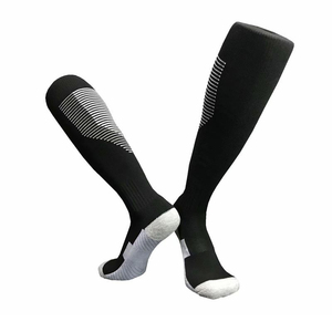 Blue Knee High Soccer <b>Socks</b> Geometric Pattern Breathable Knitted for Adults Summer Sport Use Standard <b>Thickness</b> - Product Image 2