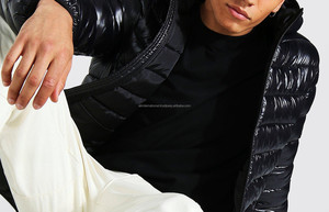 Haute brillance hommes matelassé Zip Puffer veste haute qualité hiver tissu réversible léger à capuche fourrure XL unisexe en gros Customize4 - Product Image 4