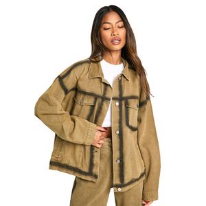 Vestes en jean tricotées décontractées pour femmes, prix de gros, haute qualité, coupe oversize, hiver, imperméables, respirantes, en coton - Product Image 1