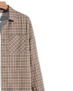 Chemise en flanelle à carreaux marron pour homme, personnalisée par le fabricant, boutonnée, manches longues, décontractée, avec poche poitrine, douce et chaude pour un usage quotidien - Product Image 2