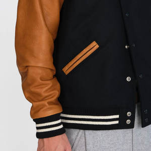 Séchage rapide Style Unique Lettermen Baseball Veste Col Montant Manches En Cuir Hiver Street Wear Multi Couleurs Look Différent - Product Image 6