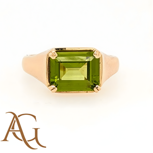 แหวนทองคำแท้อัญมณีรูปแปดเหลี่ยม8x10มม. 3.7cts 18K/14K หินสีเขียวที่ผ่านการรับรองจากร้าน IGI - Product Image 1