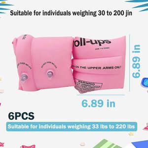 Brassards de natation gonflables pour enfants les mieux notés, manches flottantes en PVC pour la piscine, pour débutants, entraînement de sécurité, rose - Product Image 2