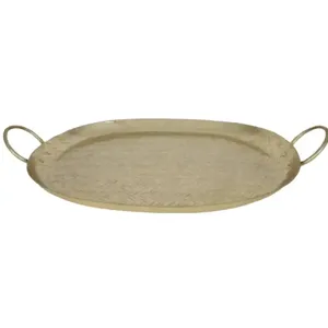 El último plato de bandeja de aluminio hecho a mano con diseño de hoja de oro bandeja con asa para servir en Hotel de boda para dátiles de nueces - Product Image 4