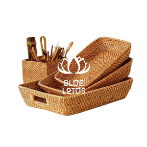 Cesta ligera de bandeja de servicio de ratán hecha a mano Blue Lotus Farm's Ms.Cherish Home and Kitchen Coffee Table Cestas de almacenamiento - Product Image 1