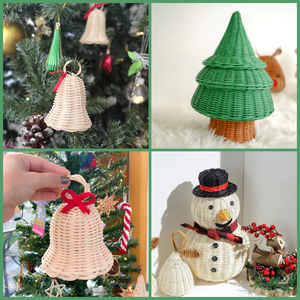 Anillo de campana de sonajero de ratán de venta Premium, artesanía de tejido de mimbre Natural, decoración para el hogar y el jardín, adornos colgantes de Navidad y Año Nuevo - Product Image 2