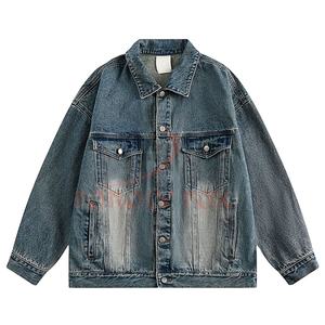 100% coton Denim vestes hommes décontracté couleur unie poche mince veste pour hommes Style haute qualité hommes vêtements Denim veste - Product Image 1