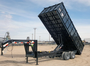 Buy 8x16 dump trailer for sale 8x16 Gooseneck Telescopic I-Beam Dump Trailer 4FT High Sides Dual 7000LB Axles 14000 GVWR Heavy - Product Image 4