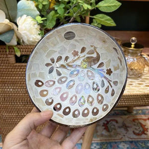 Luxury Shell Inlaid <b>Coconut</b> <b>Bowl</b> Handmade Artisan Technique from Vietnam Eco-Friendly Decorative Souvenir Gift 6cm x 12cm - Product Image 2