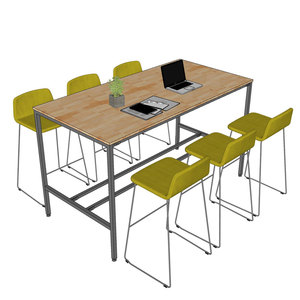 Industrial Design 180x90x105cm Standing Conference <b>Table</b> Rubber Wood with Iron Legs Assembly Required-HBMN038 - Product Image 2