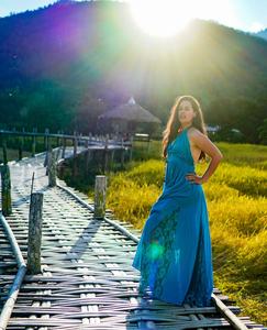 2024 ropa de lujo mujer Boho playa diseñador vestido azul marino Floral encaje manga larga Maxi vestido verano lino algodón vestido - Product Image 3