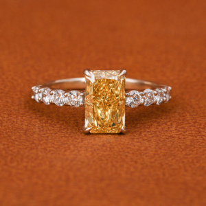 Yellow Radiant Cut Lab Grown Diamond Engagement Ring 18K <b>Solid</b> Gold Plated Trendy Pave Setting with IGI Certificate Women's Gift - Product Image 2
