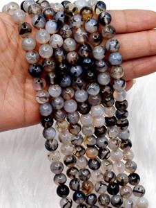 Venta al por mayor de cuentas de ágata de vena de dragón negras de 8 mm, piedras de cristal redondas naturales curativas para la fabricación de joyas. - Product Image 6