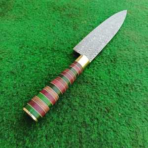ออกแบบใหม่ที่กําหนดเองทําด้วยมือ 356 ชั้นดามัสกัสมีดเชฟหลายสี Pakka ไม้จับคมครัวมีดเชฟ - Product Image 5