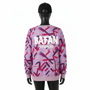 เสื้อสเวตเตอร์ผ้าคอตตอนผ้าผสมพิมพ์ลายสีชมพูม่วงแบบแอบสแตรกสำหรับผู้หญิงเสื้อสเวตเตอร์ระบายอากาศได้สำหรับผู้หญิง - Product Image 2