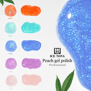 ICE NOVA Peach Gel Polish Customize Pink Crystal Nude Jelly Gel With Glitter Powder 10ml/15ml/1kg Bulk Hema/Tpo/Hpma Free - Product Image 2