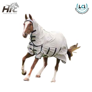 Équipement équin : Couverture anti-mouches pour chevaux en gros, produits équestres, couverture en maille anti-mouches à capuche avec cache-cou amovible par LCI - Product Image 5