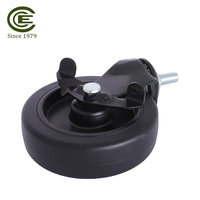Roulettes verrouillables M8 x 15 mm avec roues en TPR, diamètre de 3 pouces, finition noire électrolytique, capacité de charge de 30 à 60 kg