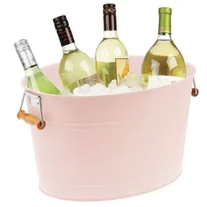 Cubo de hielo de cerveza con recubrimiento de polvo rosa con diseño de corte en metal perfecto para beber vino y almacenar en restaurantes - Product Image 3