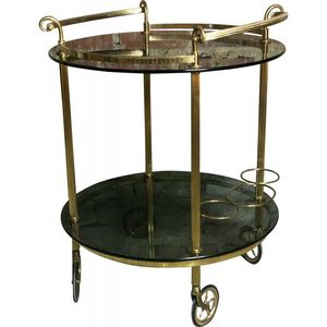 Lujoso Hotel Restaurante Decoración Muebles Suministros de alimentos Sirviendo carrito de vidrio de metal Venta caliente Carro decorativo - Product Image 4