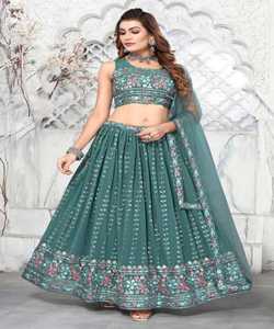 Georgette de créateur Lahenga Choli avec dupatta vêtements de mariage pour femmes prix de gros fabrication pour femmes magasin vêtements ethniques - Product Image 1