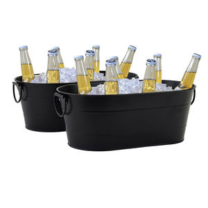 India Origin Exporter Selling Alloy Steel Made Premium Quality Ice <b>Bucket</b> Galvanised Tub 3 Gallon Oval Beverage Tub for Bulk - Product Image 1