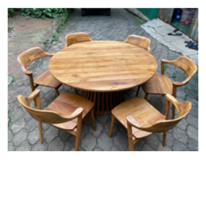 Vente en gros Ensemble de salle à manger minimaliste en bois de teck Table ronde et meubles de cuisine à six places pour la salle à manger - Product Image 4