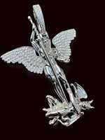 Pendentifs et breloques en moissanite, Archange Saint Michel vainquant le diable, bijoux fins, plaqué or, style hip-hop, argent sterling 925 massif, 3 tailles