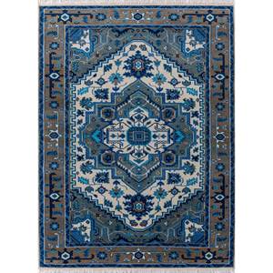 Alfombra de Lana Anudada a Mano de Gran Tamaño, Modelo Savana Ivory, Rectangular con Diseño de Medallón, para Sala de Estar, Pasillo y Hogar - Product Image 1