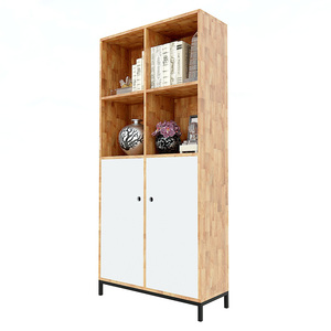 Étagère en bois de caoutchouc de style industriel avec base en fer 80x30x170 (cm) pour le bureau à domicile, l'atelier et le rangement de la chambre - KS68113 - Product Image 4