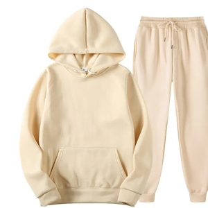 Survêtement Jogger 100% coton avec logo personnalisé unisexe Ensemble sweat à capuche et pantalon de survêtement Survêtement polaire d'hiver pour hommes femmes Sports unis - Product Image 5