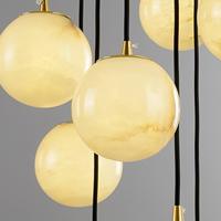 Lustre moderne de luxe avec boule en albâtre, luminaire suspendu en acier pour escalier, villa, hôtel, plafond haut, hall d'entrée