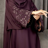 Abaya islamique modeste grande taille pour femme, en mousseline de soie 100% soie, coupe droite, manches longues, taille naturelle, couleur unie, longueur cheville, pour achats en ligne