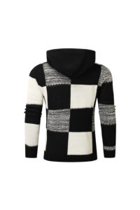 Pull à capuche unisexe en maille polaire unie, doux et légèrement extensible, tissu polyester/coton, manches longues, décontracté, rétro, brodé d'automne - Product Image 6