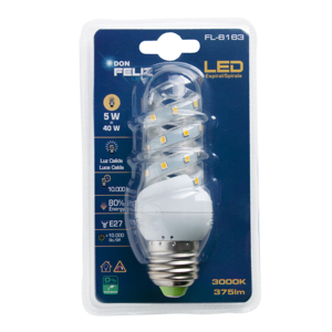 Bombilla en espiral tipo maíz, casquillo grande E27, luz cálida/amarilla 3000K, 5W/7W/9W/11W/13W/15W, Don Feliz - Product Image 2