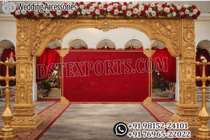 Decoración Tradicional del Mandap para Bodas del Sur de la India, Mandap Dorado para Ceremonia de Boda Tamil en EE. UU., Mandap Tamiliano Dorado para Bodas en EE. UU. - Product Image 3